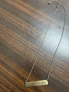 Faith Bar Pendant Necklace - Gold Tone